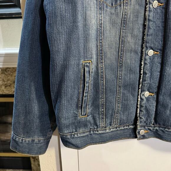 Gap Men’s Sherpa-Lined Icon Denim Jacket Size Large Medium Wash Blue Classic - Picture 6 of 8